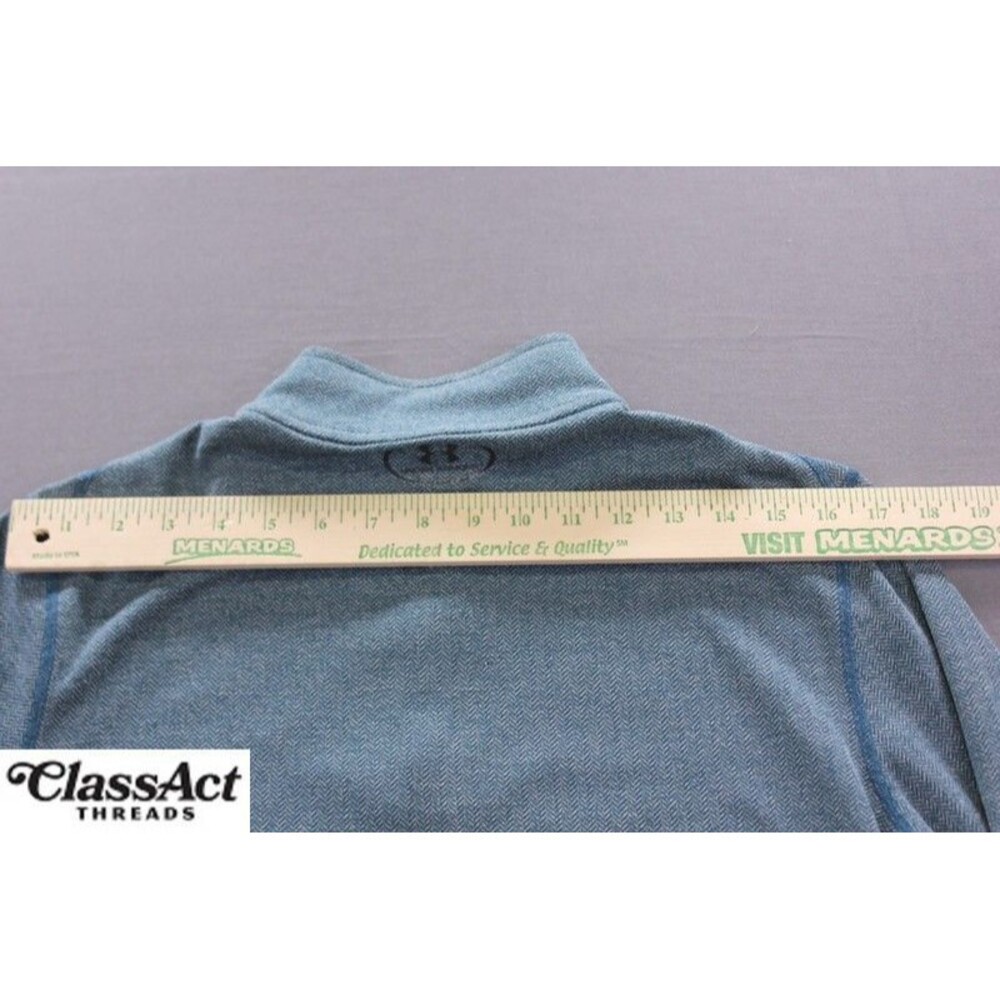Under Armour Jacket 1/4 Zip HeatGear Teal Blue Golf Athletic Mens Threadborne M - Picture 5 of 12